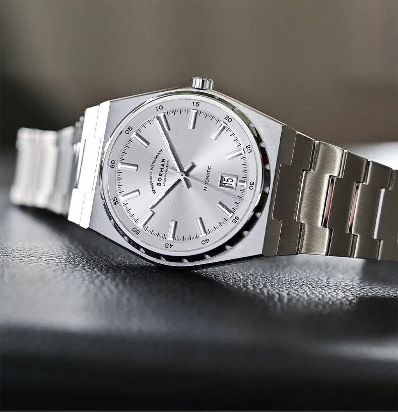 BORMAN Mens Automatic Watches 40mm Mechanical Wristwatch Ultrathick 10mm 5Bar Waterproof Sapphire Mirror Luminous Miyota 9015