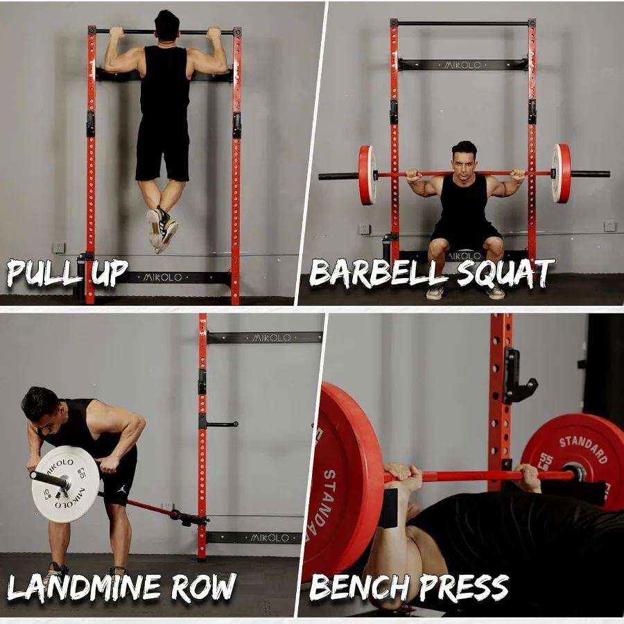 رف القرفصاء المثبت على الحائط مع تصميم قابل للطي ونظام كروس الكابل المضلع المتكامل لقفص الطاقة المدمج في صالة الألعاب الرياضية المنزلية #3