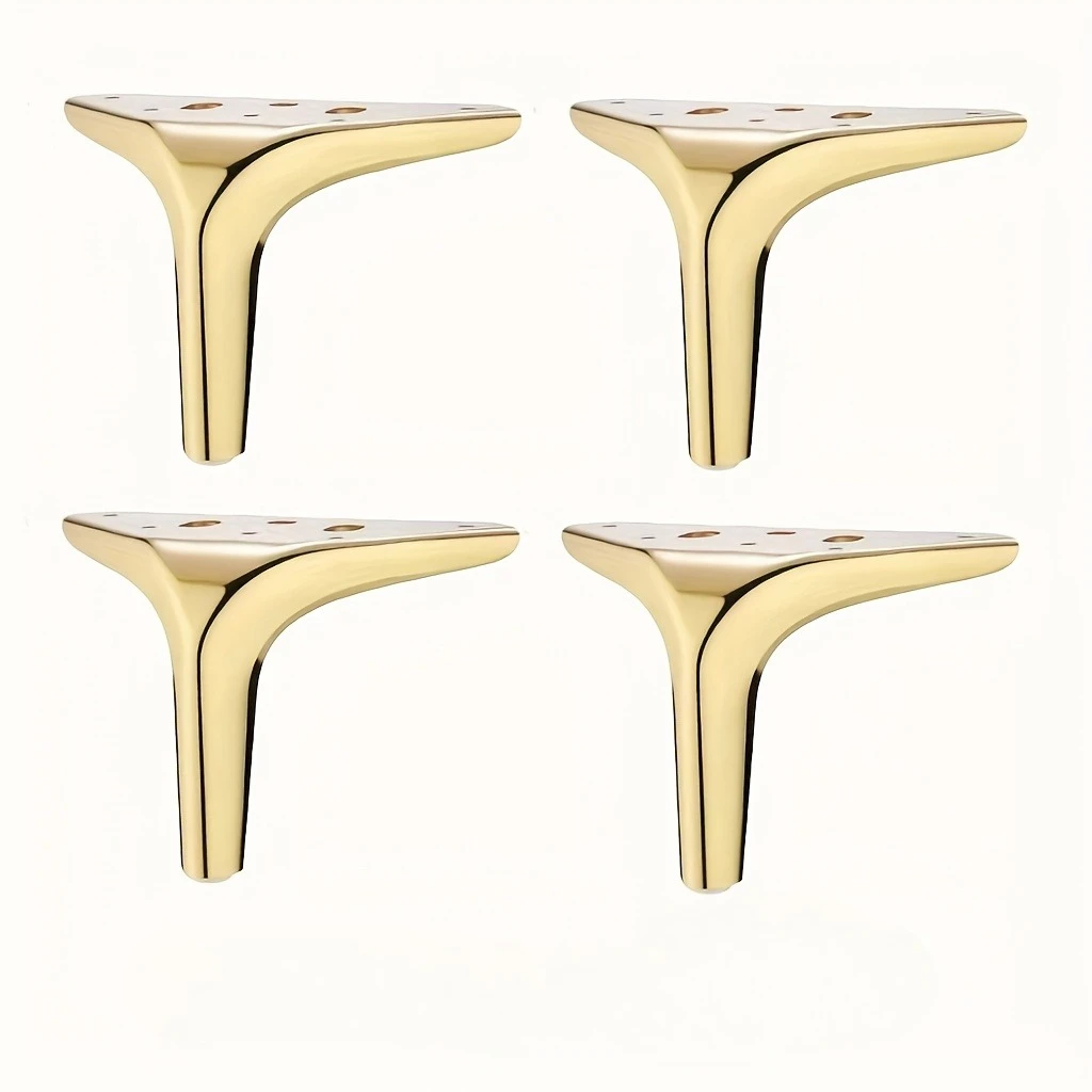 ขาโต๊ะสามเหลี่ยมโลหะทรงกลมขนาด 12 ซม. - ผิวขัดเงา ใช้แทนขาเฟอร์นิเจอร์สำหรับตู้เสื้อผ้า ตู้เก็บของ และตู้