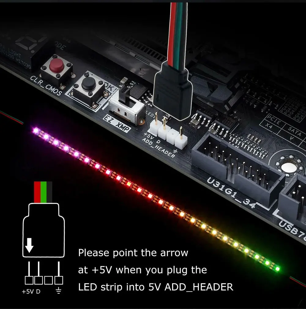 حالة الكمبيوتر 5 فولت ws2812 LED قطاع 3-Pin اللوحة مزامنة لتقوم بها بنفسك الهيكل RGB الضوء المحيط هالة مزامنة ضوء التلوث #5