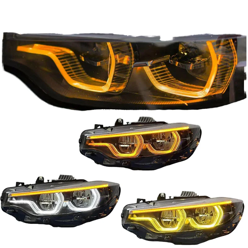 

SJC Auto Ikon Style V2 Headlight for 2014-2020 4 Series F32 M3 F80 M4 F82 New 6000K Tri Color Yellow/White/Amber DRL LED
