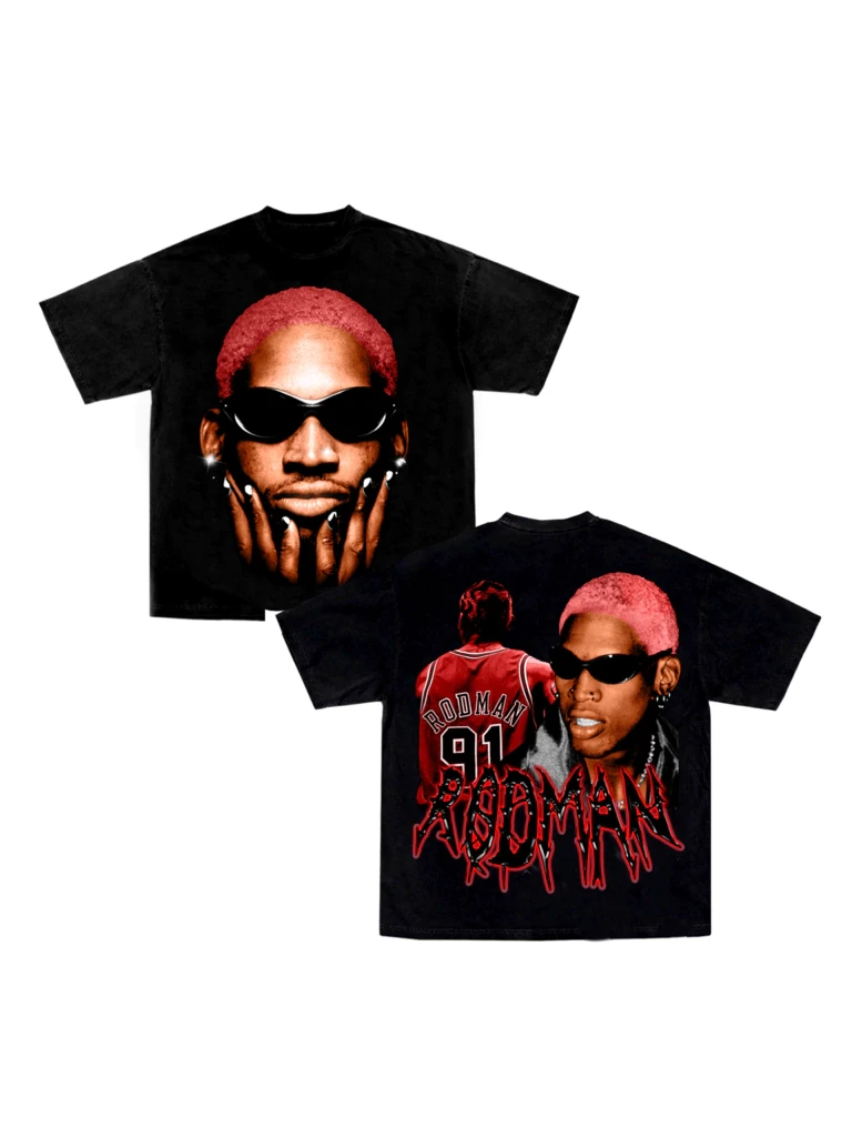 Camiseta Hip Hop Dennis Rodman Streetwear 90 Rodzilla Vintage Moda de Verão Algodão Masculina Nova Camiseta TEE TSHIRT Roupas Femininas