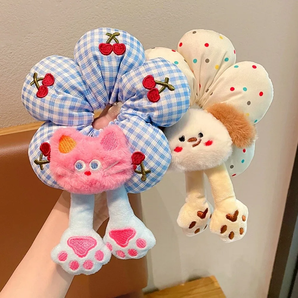 

Sweet Cartoon Animal Butt Hair Rope Cloth Cute Cotton Filled Scrunchies Elastic Embroidery Bun Rubber Bands Hair Band