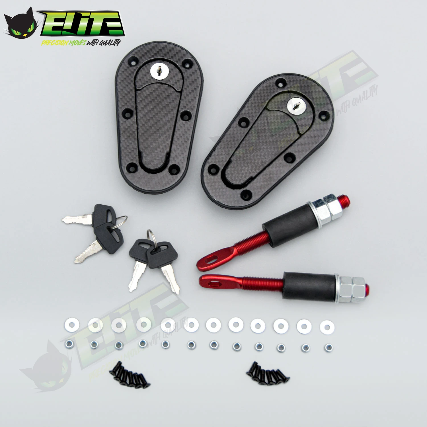 Carbon Fiber Universal Racing Car Hood Pin Engine Bonnet Latch Lock Kit Refitting with Keys Hood Lock