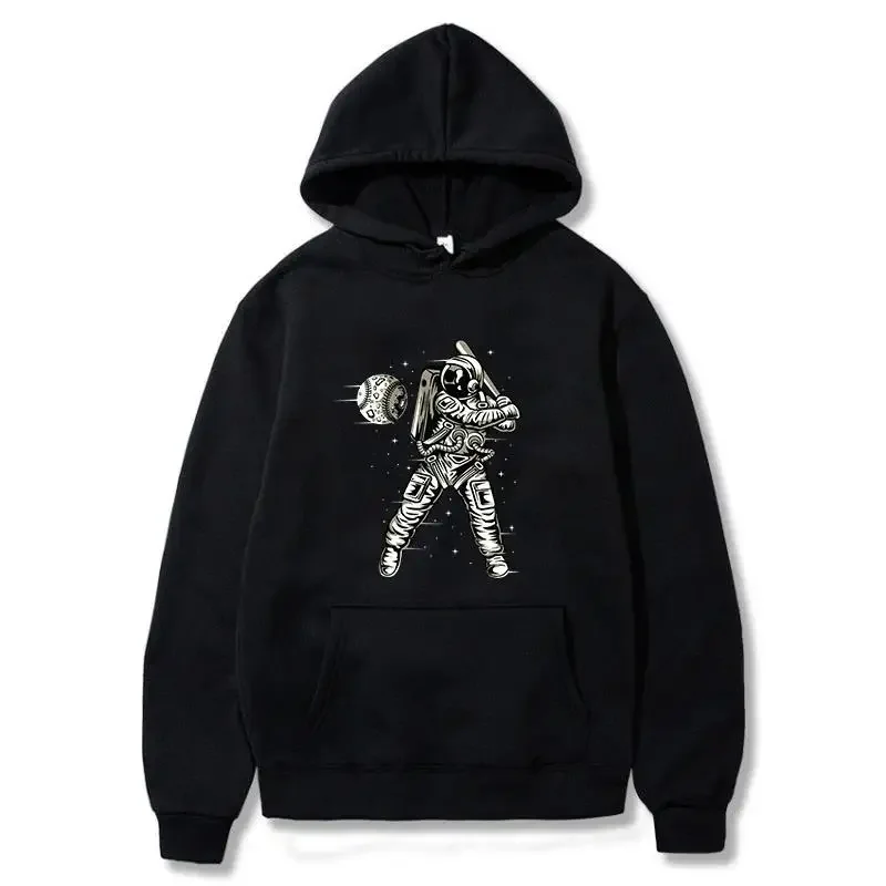 Men Hoodies Astros Playing Baseball Printed Tops Round Neck Womens Fashion Casual Soft Pullover Sweater Loose Comfort