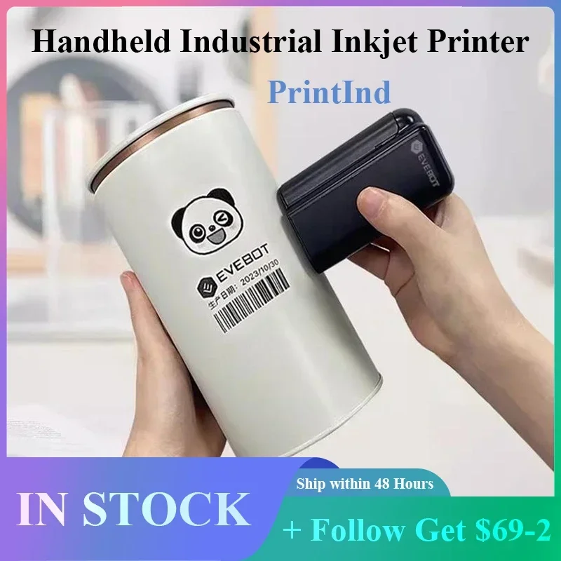 EVEBOT PRINTIND Handheld Inkjet Printer for Any Surface 1.02 Inch Nozzle Upgraded Portable Bluetooth Wireless Smart Printer