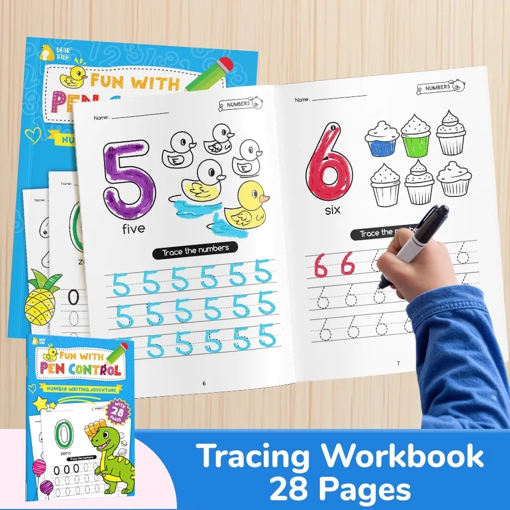 

Preschool Pen Control Practice Book for Kids - Numbers Tracing Workbooks Early Learning English Educational Activity Book