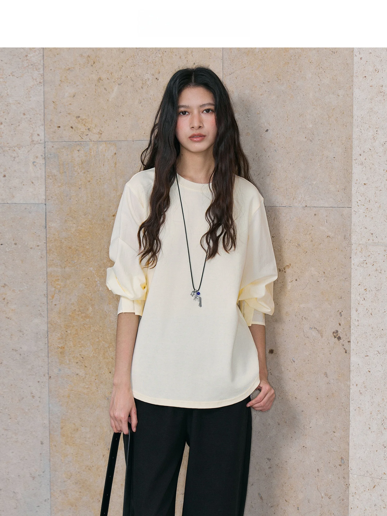 

Минималистичная хлопковая рубашка-туника с эффектом двухслойности, весенняя, с имитацией двух частей, женская, свободного кроя, с круглым вырезом, короткий рукав.