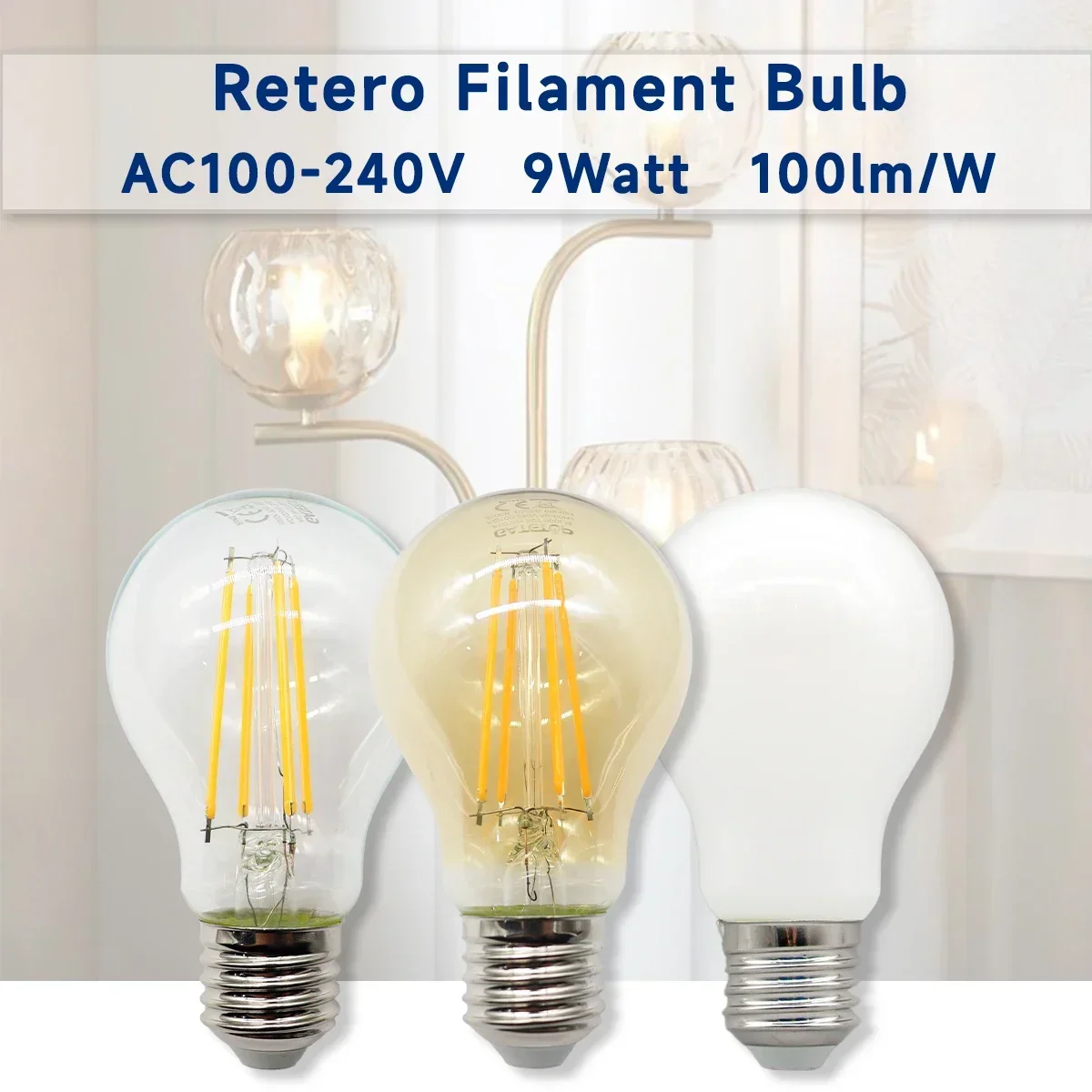 

8PCS LED Bulb E27 B22 E14 220V GU10 Spot Light 9W LED Filament Bulb Retro Edison Vintage Lamp AC 220V 110V Glass Bulbs for Home