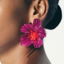 ZAA Trendy Colorful Resin Flower Earrings Women Luxury High Quality Elegant Holiday Party Jewelry Accessories