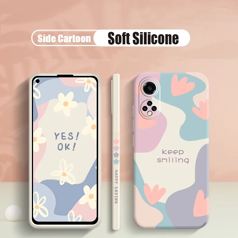 Flowers Side Pattern Phone Case For Huawei P20 P30 P40 Lite E P smart Plus 2019 2021 Z S P50 Pro Cute Luxury Silicone Soft Cover