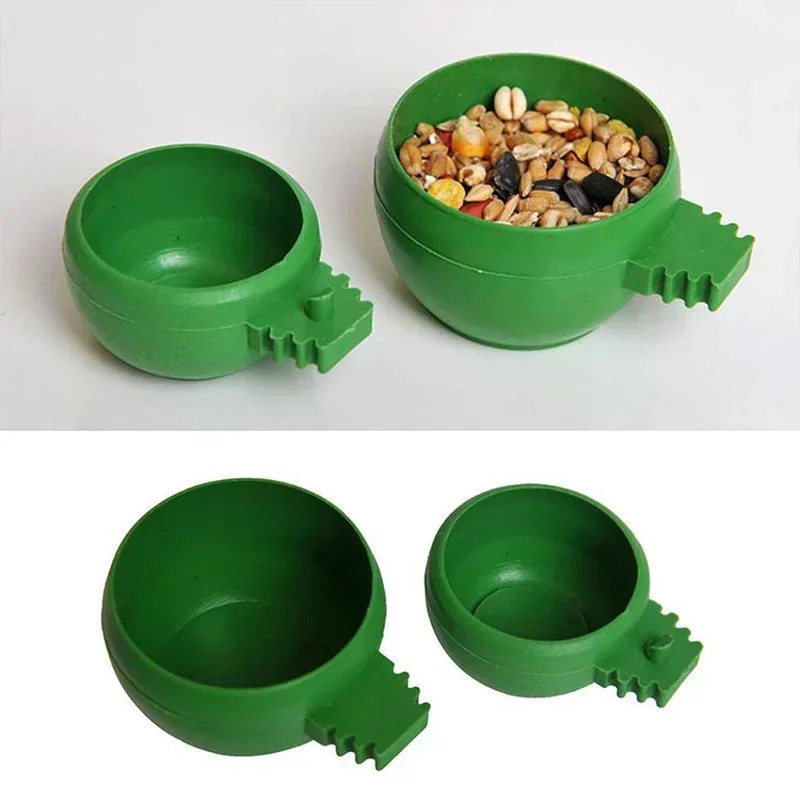 Hot Sell Parrot Bird Hamster Feed Bowl Cage Hanging Round Drinking Food Feeder Plastic Water Cup Bowl Feeding Bowl Tools 1PCS