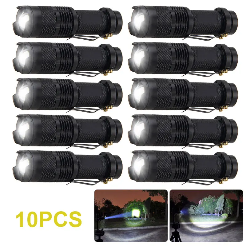 1/3/5/10Packs Portable Mini Q5 LED Flashlight Tactical Lamp Torch Adjustable Focus Zoomable Flashlight for Gift Hiking Camping