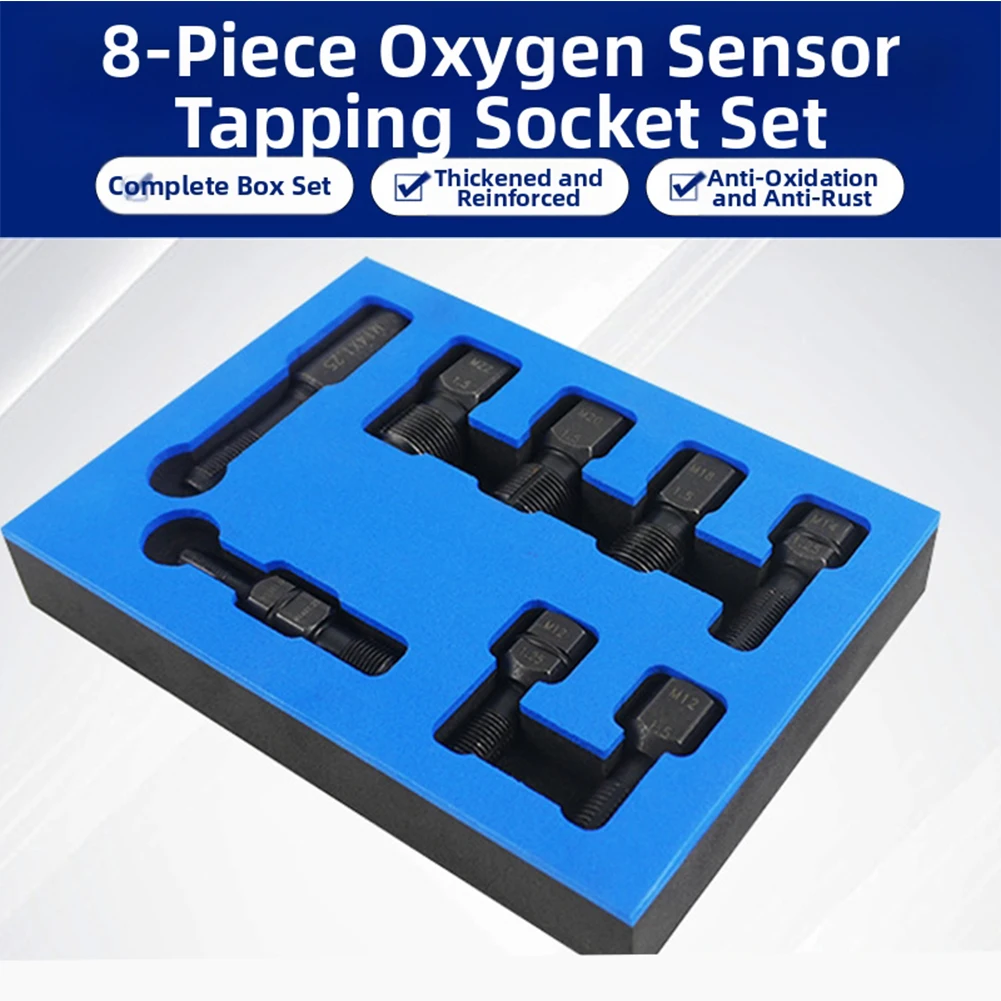 

8 шт., набор инструментов для ремонта резьбы датчика кислорода, торцевой ключ для датчика кислорода, инструменты для ремонта автомобиля