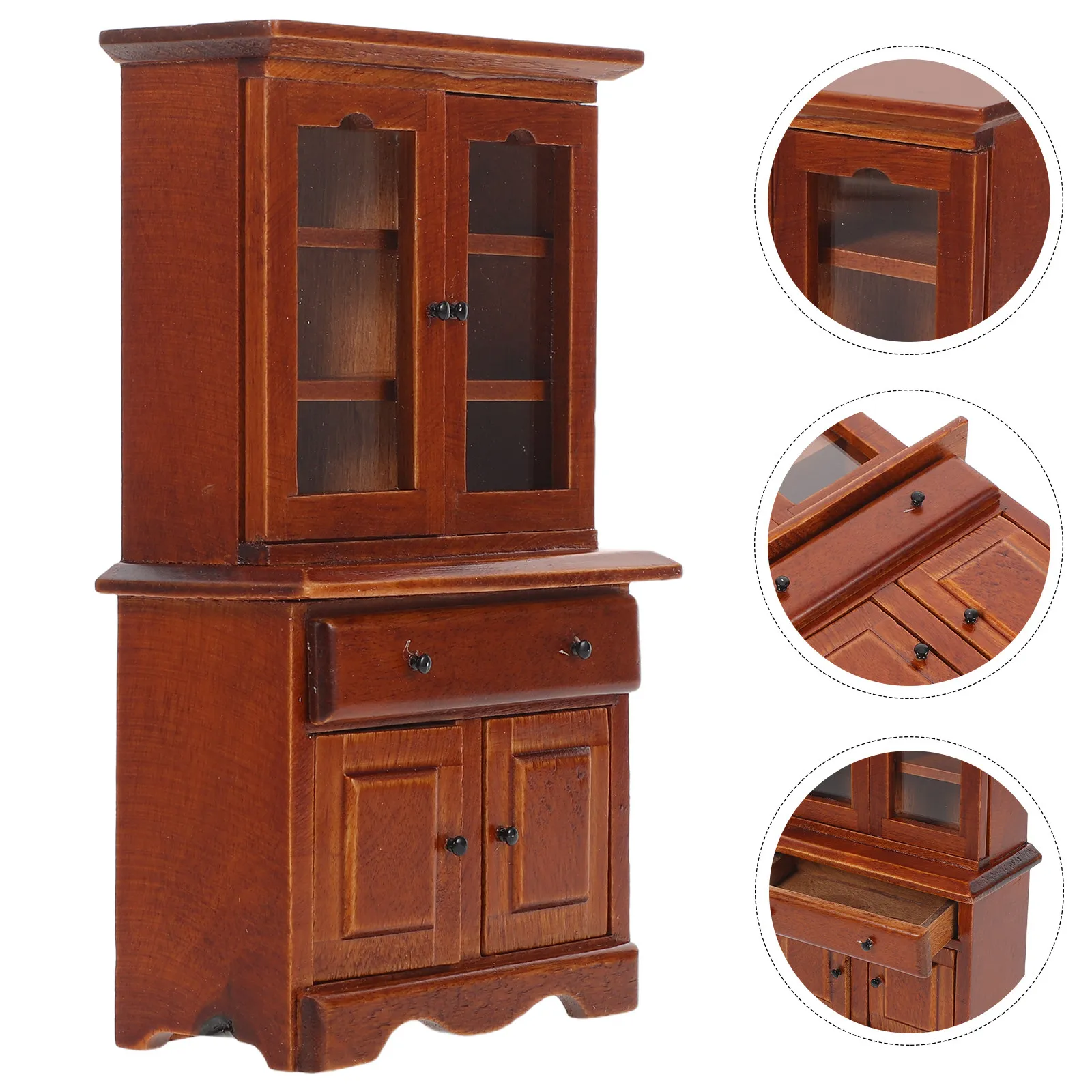 

Miniature 1:12 Scale Wooden Bookshelf Cabinet Mini Drawer Cabinet Dollhouse Furniture for Micro Scene Storage Display