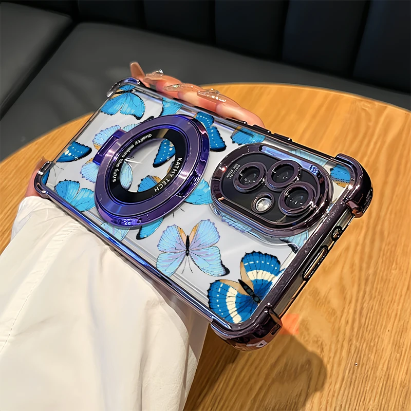 Capa de Telefone Macia com Revestimento para Oneplus Nord CE 2 5G, Capa Protetora com Suporte para One Plus Nord CE 2 Lite, Fundas com Estampa de Borboleta e Flor.