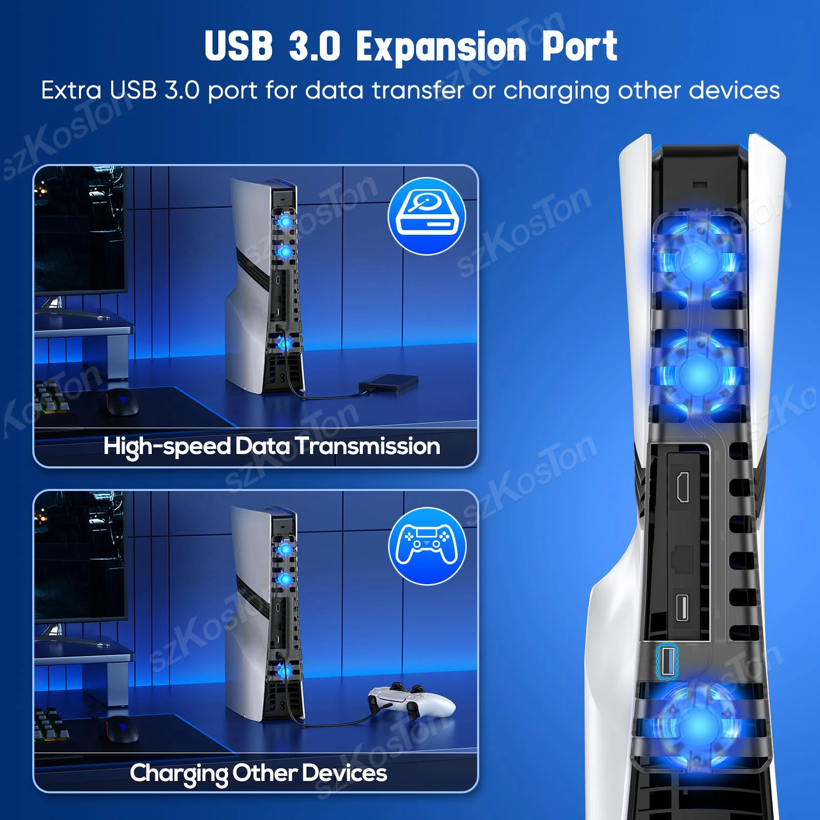 For PS5 Pro & PS5 Slim Console Cooling Fan Auto Adjustable Temperature Cooling System for PlayStation5 Pro Games Accessories