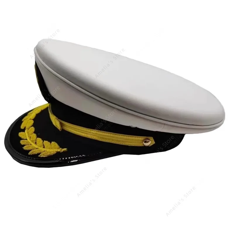 قبعة كابتن البحرية الأمريكية مطرزة معدنية لضابط البحرية قبعة خدمة قبعة أوراق البلوط الذهبية