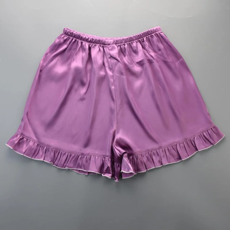 Pajama pants women's shorts flanged loose summer thin plus-size casual home shorts Solid color women's summer