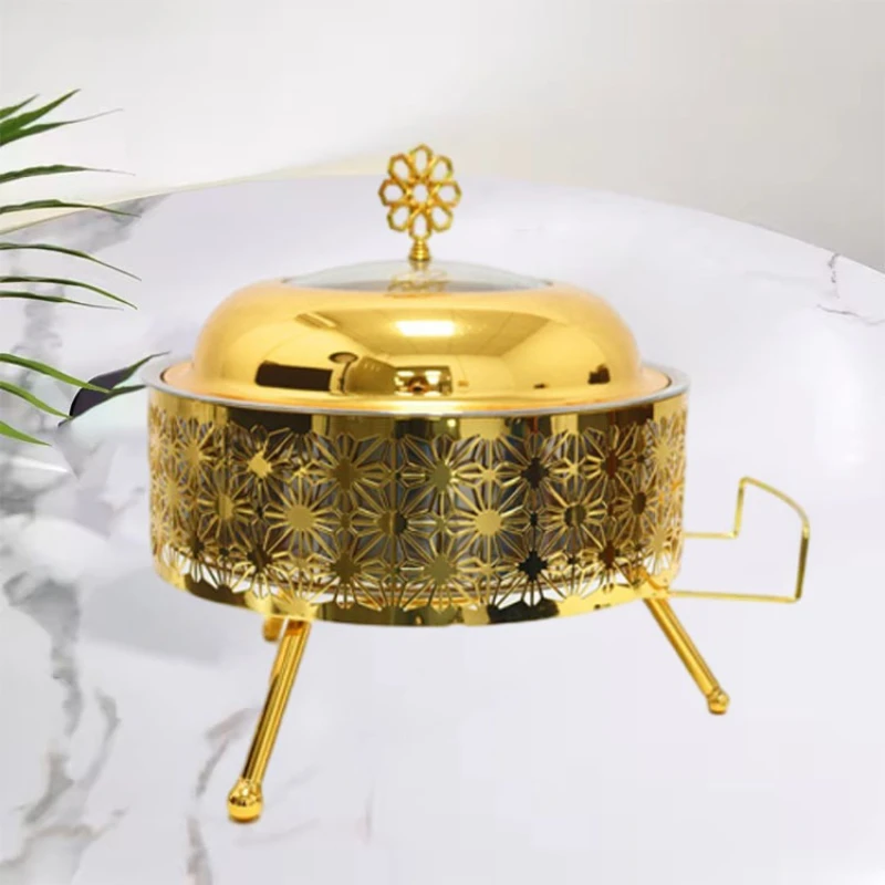 

Golden buffet hanging stove with lid alcohol heating foreign trade hotel buffet special stove 8.0L large-capacity dining basin