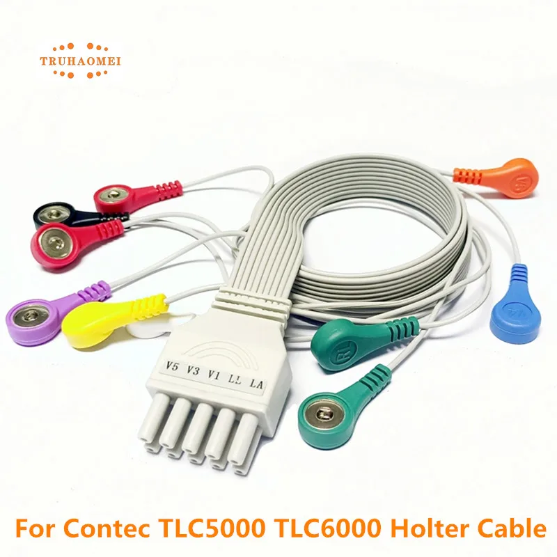 10 Leads ECG Cable AHA or IEC Snap 4.0 For Contec TLC5000 TLC6000 12 Channel Holter Recorder Monitoring System