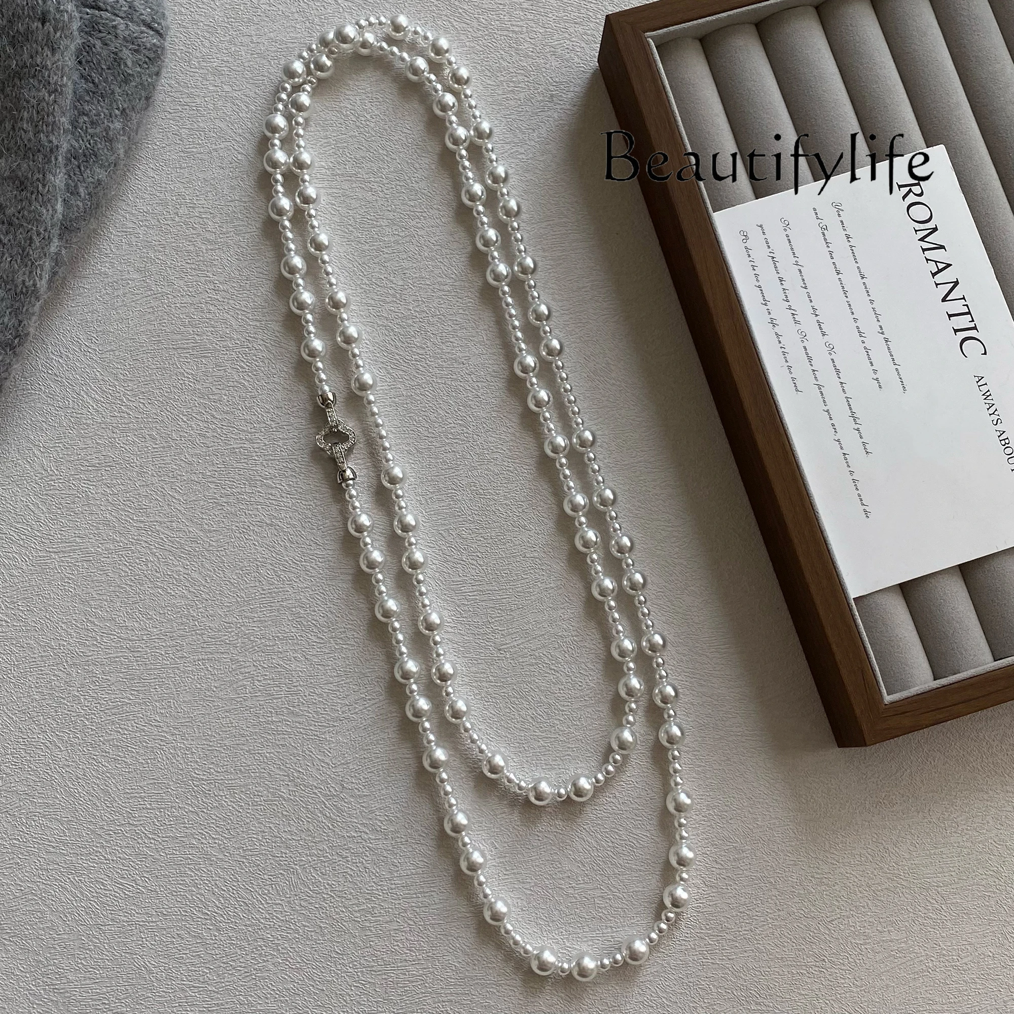 Double autumn and winter pearl sweater chain long new light luxury high-end sweater necklace women