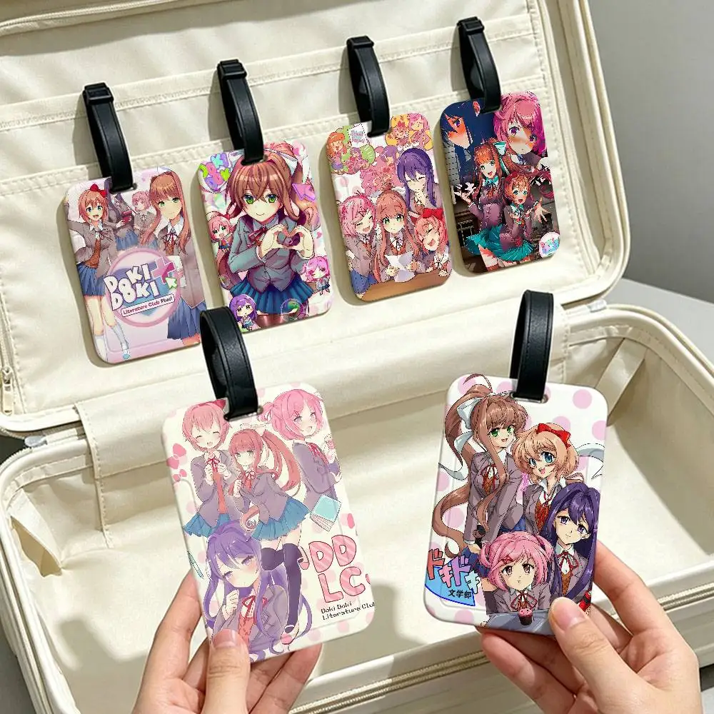 D-Doki-Dokies Anime L-Literature Cartoon Club PVC Anti lost Baggage Tag With Info Card Lightweight Luggage Identification Label