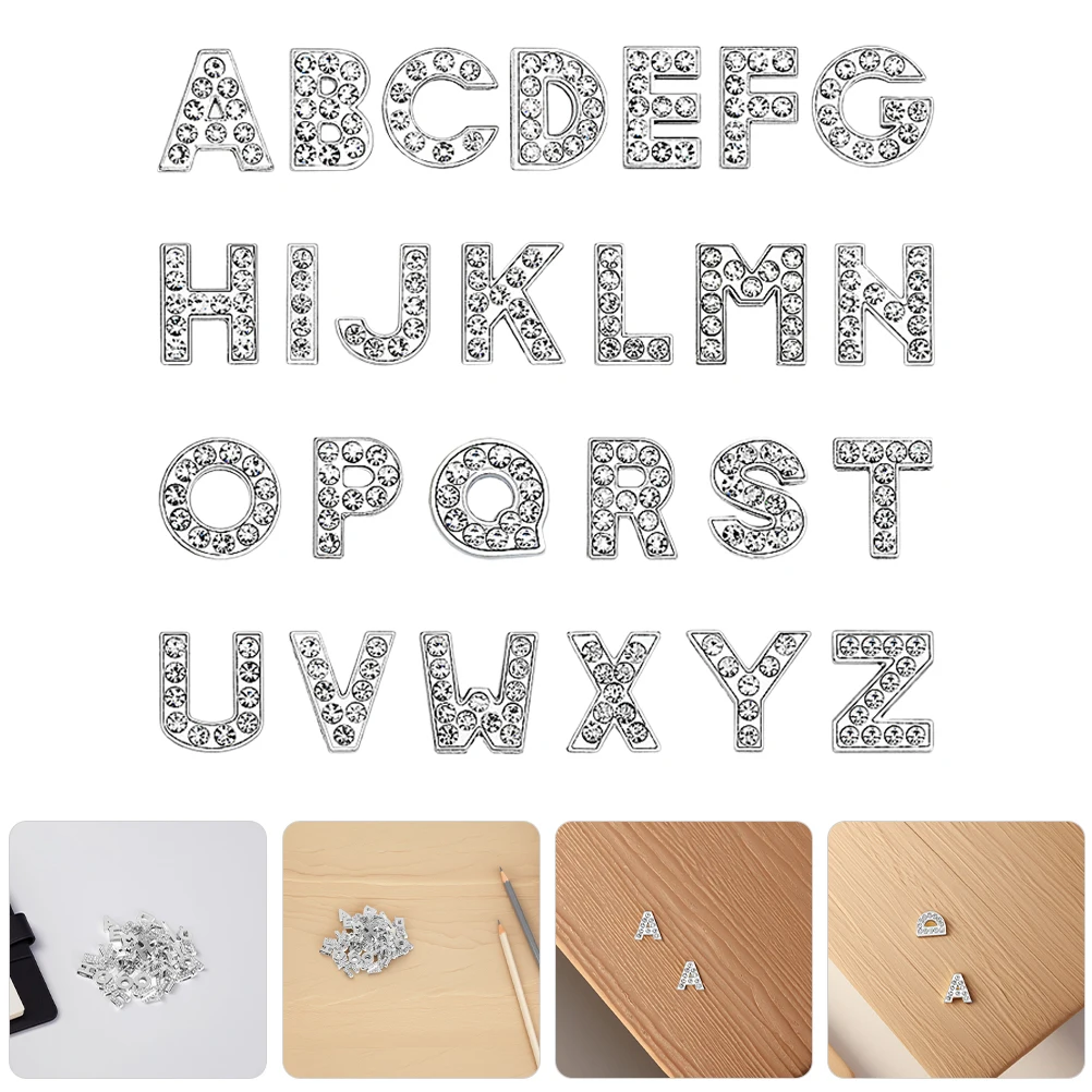 130pcs Rhinestone Letter Charms for DIY Bracelet Necklace Jewelry Making Metal Beads Accessories Craft Supply