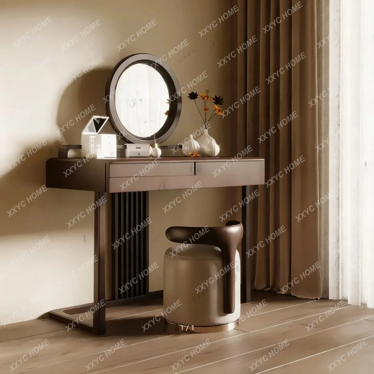 XX Chinese solid wood dresser with makeup mirror, makeup table, desk integrated with drawer customization