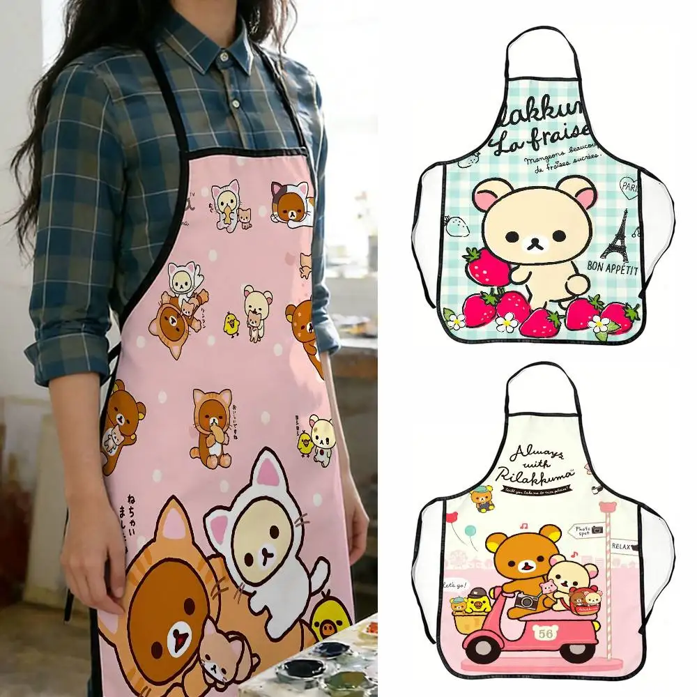 Popular Cute R-rilakkumas Bear 2026 New Apron Fun Single Party Gift Universal Male And Female Chefs BBQ Kitchen Novelty Apron