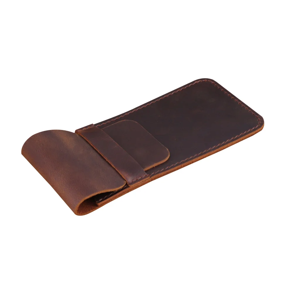 Vintage Pen Bag Stitched Pencil Case Brown Pen Pouch for Fine Writing Instruments Pencil Case
