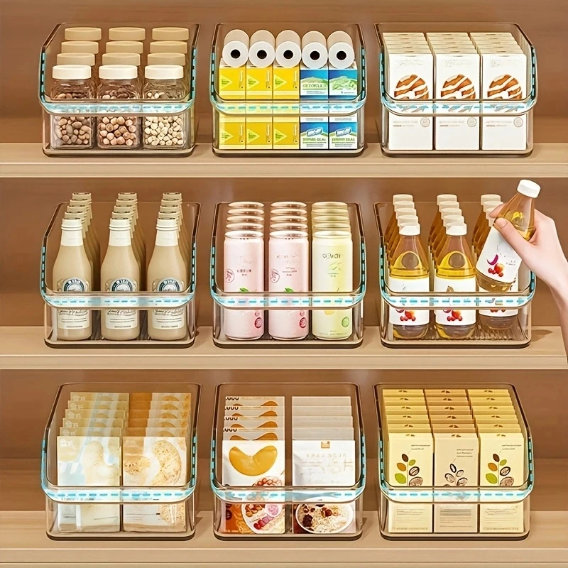 3/6Pcs Clear Storage Bins Set, Large & Small Size Plastic Organizer Boxes For Cosmetics, Snacks, Drinks, Face Masks, Stackable Transparent Containers For Pantry, Fridge, Bathroom, Vanity Countertop