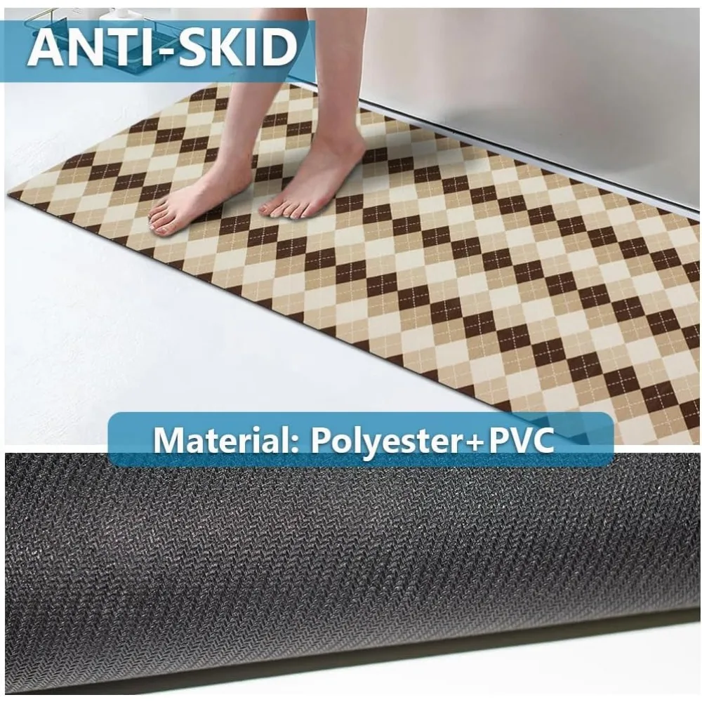 op maat gemaakte rubberen antislipbadmatten: sneldrogend, superabsorberend, dunne matten voor eenvoudige deuropruiming, wasbare badkamervloer m