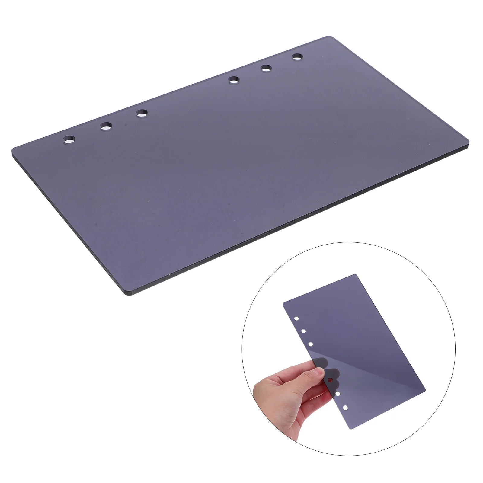 

A6 Loose Leaf Notebook Cover Black Acrylic Refillable 6 Hole Binder Shell Journal Planner Protector Travel Office Use