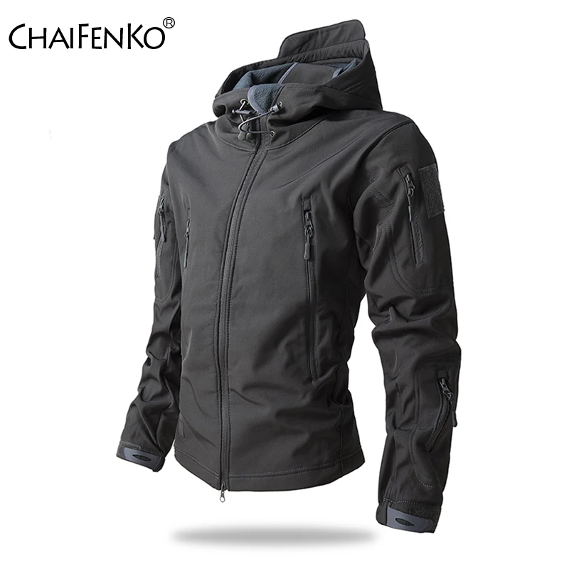 Men Autumn New Lurker Shark Skin Soft Shell Tactical Jacket Waterproof Fleece Hooded Coat Hunt Clothes Outdoor Work Jacket Men