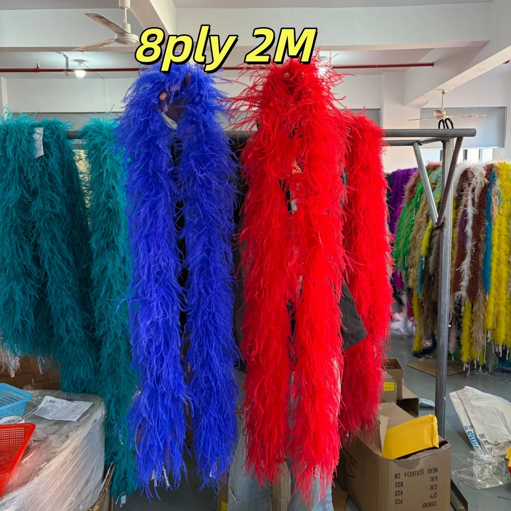 

Red Ostrich Feathers Boa 8 PLY Thick Plumes Shawl Scarf for Wedding Clothing Decor Dress Sewing Accessory Feather Trims