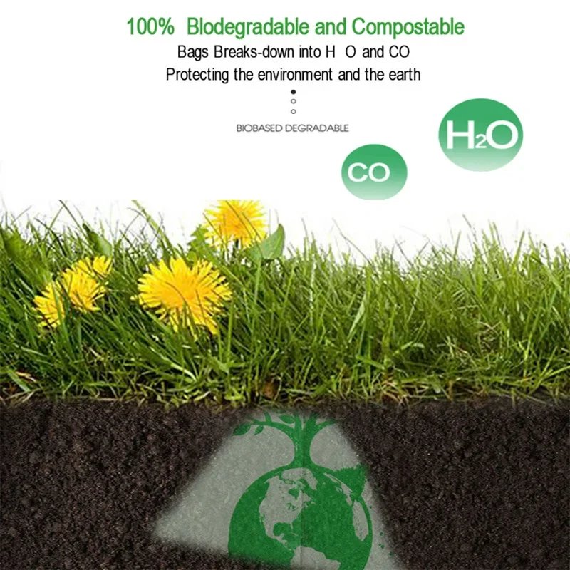 50pcs 6/8/10L /30L flat Trash Bags Biodegradable Garbage Bags Householde Compostable Rubbish Liners Bags for Kitchen