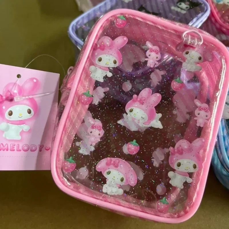 Dulce Sanrio Hello Kitty Kuromi Anime Kawaii bolso de mano lindo dibujos animados Cinnamoroll bolsa de almacenamiento de maquillaje Ins regalos de moda para niñas