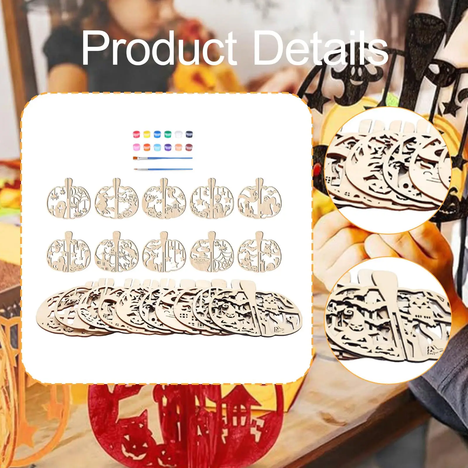 20 sztuk drewnianych wykrojów dyni, ozdoby na stół dla dzieci i dorosłych, rękodzieło DIY na festiwal gier, prezenty artystyczne do domu