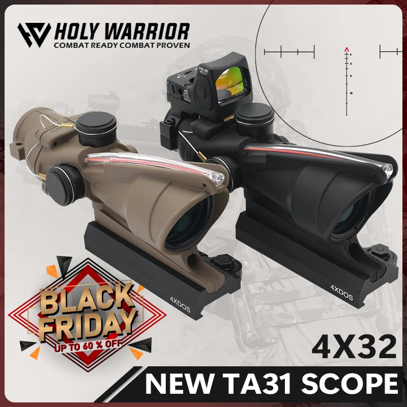 Holy Warrior NEW 2024 Tactical ACHWOG 4X32 TA31 Real Fiber Glass RCO-M4 Reticle Riflescope w/Original Marks