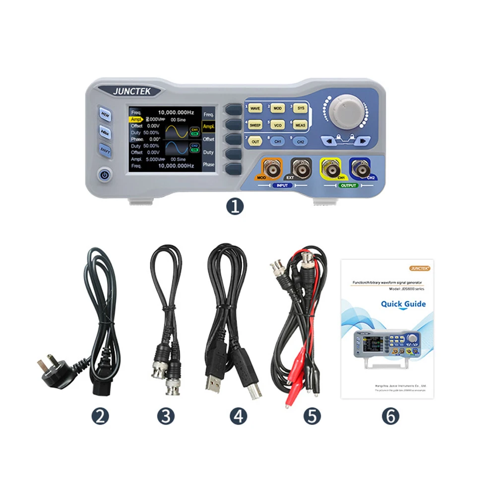 Imagem -06 - Junctek 60mhz 80mhz Função Gerador de Forma de Onda Arbitrária Canal Duplo Fonte de Sinal 275 ms s 14bits Medidor de Freqüência Jds8060 8080