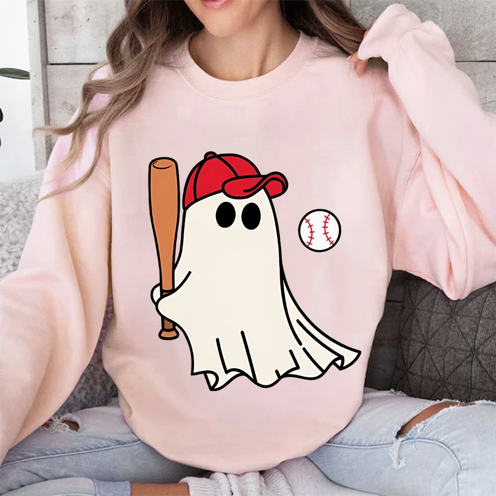 Baseball Halloween Vintage Ghost Sweatshirt Retro Fall Women's Halloween Shirt Spooky Season Cute Ghost Funny Long Sleeve Top