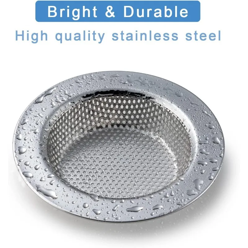 Two-Pack Double-Layer Anti-Clogging Sink Strainer 304 Stainless Steel Kitchen Drain Basket Suitable for Standard Kitchen Sinks, Suitable for Home and Commercial Kitchens to Prevent Clogging, Polished Surface, Long-Lasting Durability - Image 3
