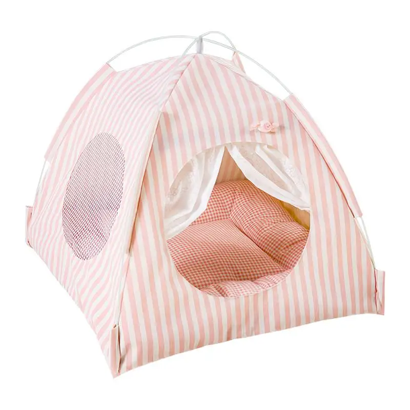 

Small Dog Tent Bed Semi-Enclosed Portable Cat Playpen Comfortable Animal Resting Cushion With Mesh Removable Washable For Bunny