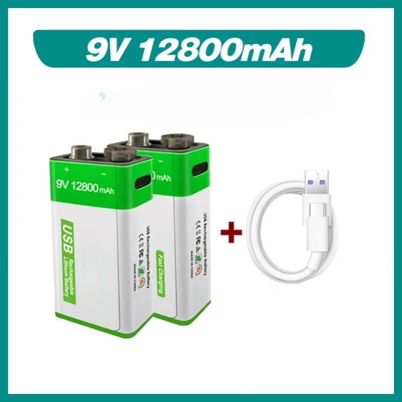 

1-5pcs 9V 12800mAh Lithium Ion Rechargeable Battery Micro USB Battery Microphone 9V Lithium Battery