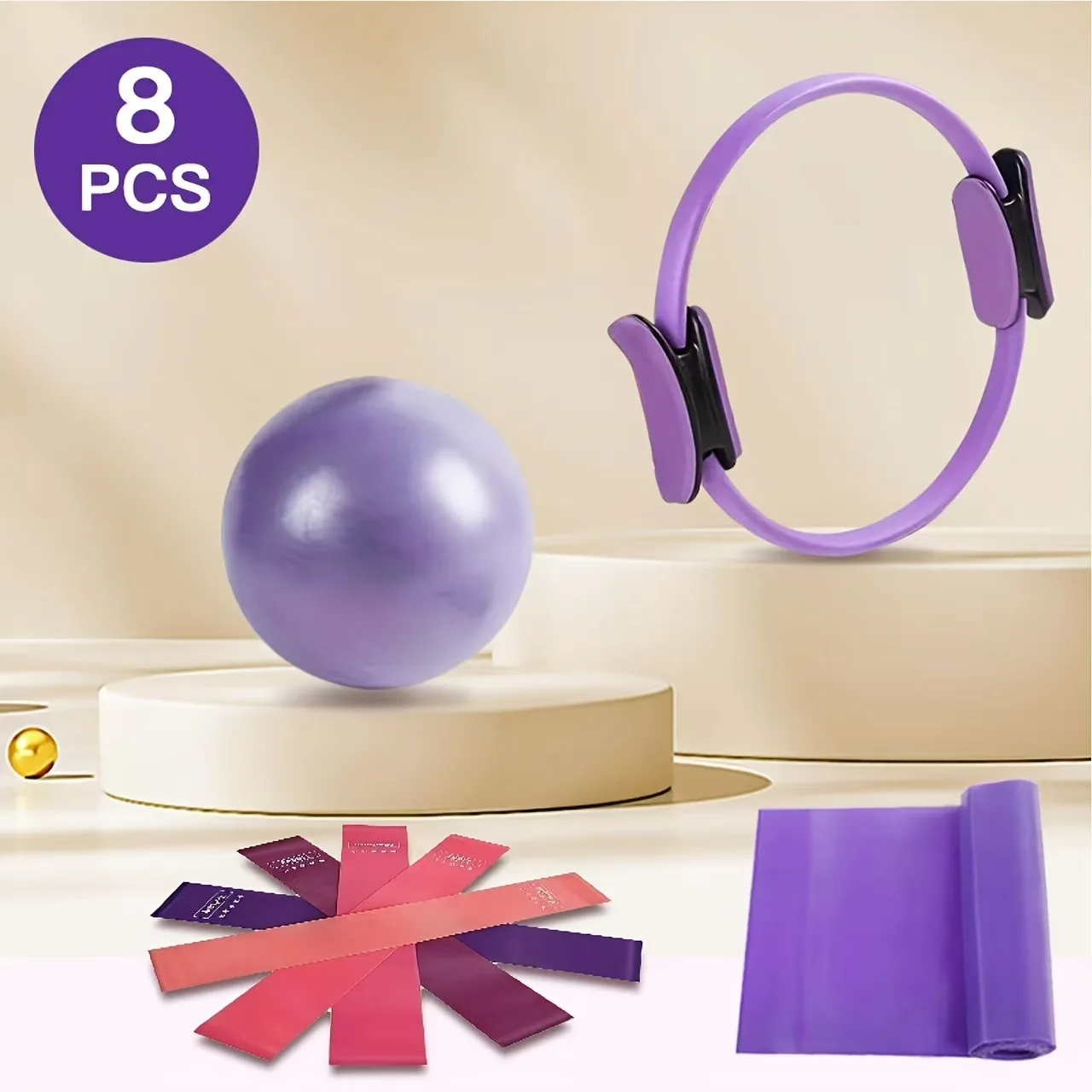 5/8 Piece Yoga Circle Gym Set, Solid Color PP, Stretching and Core Training Equipment, Fitness Tools for Sculpting and Flexibili