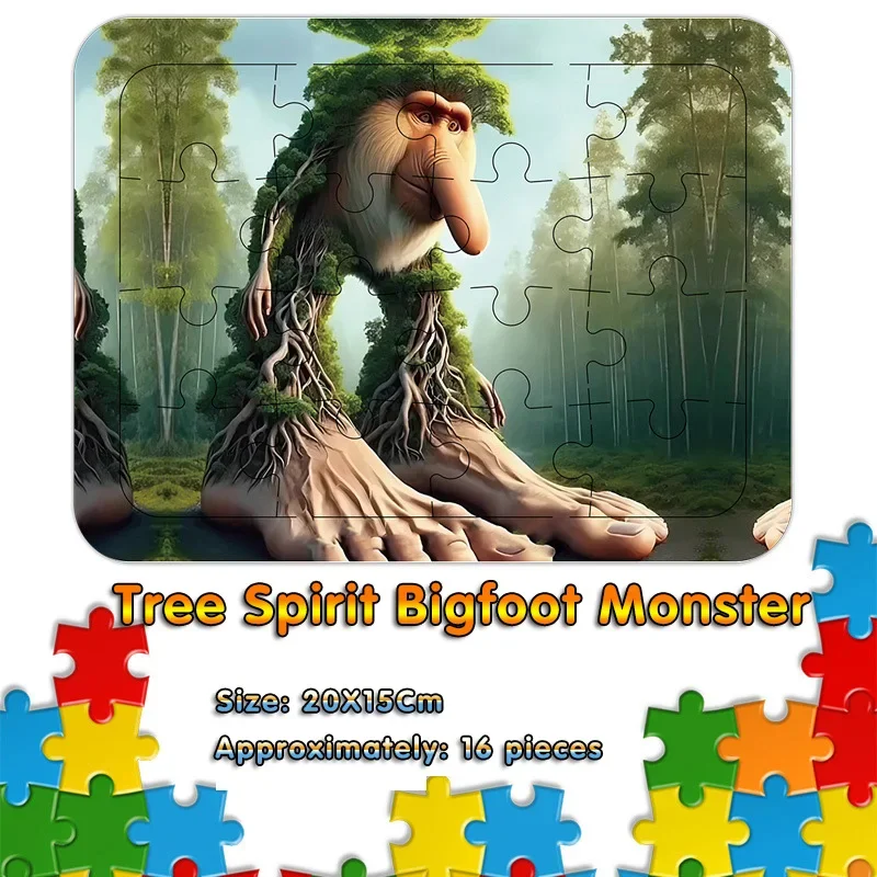 子供のおもちゃ ジグソーパズル Tung Tung Sahur イタリア Brainrot デスクトップテーブルゲームコレクション 16 枚 楽しいパズル