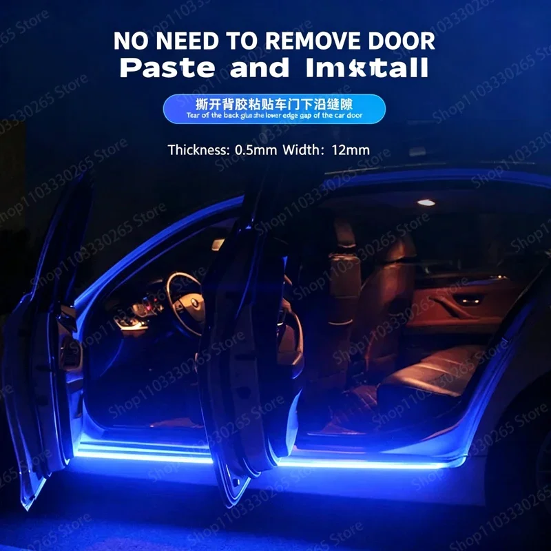 Side door skirt light chassis rainbow through light atmosphere decoration car door welcome light modification