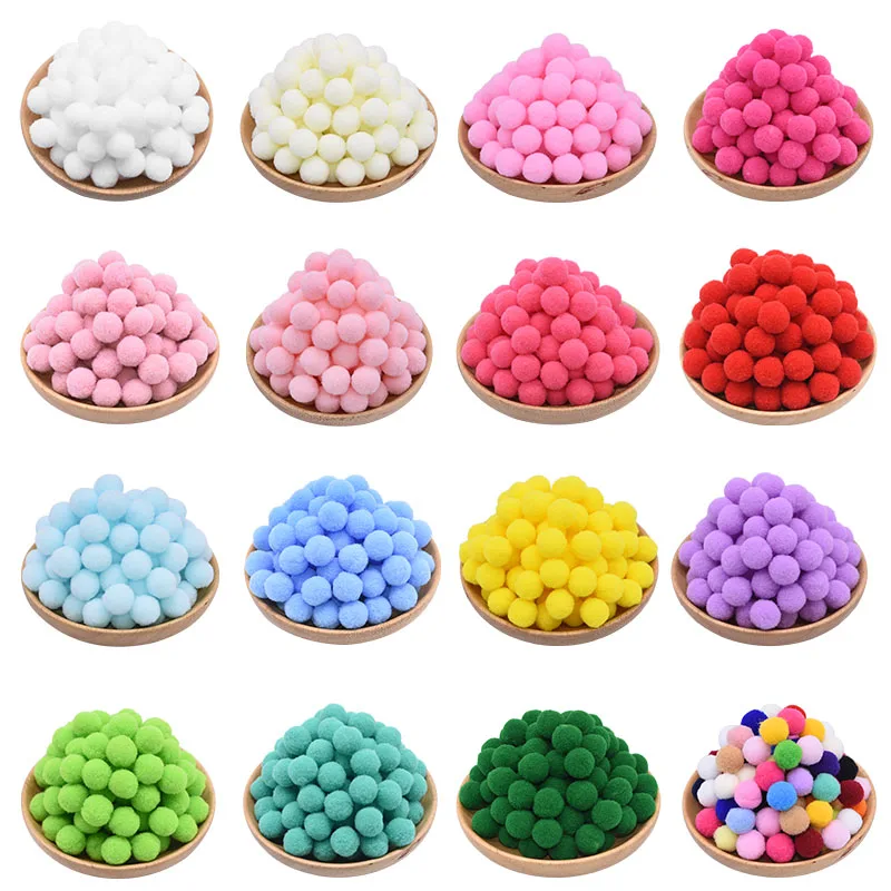 100Pcs 15-25mm Colorful Pompoms DIY Dolls Garment Handmade Material Soft Fluffy Pom Poms Ball For DIY Kids Toys Accessories