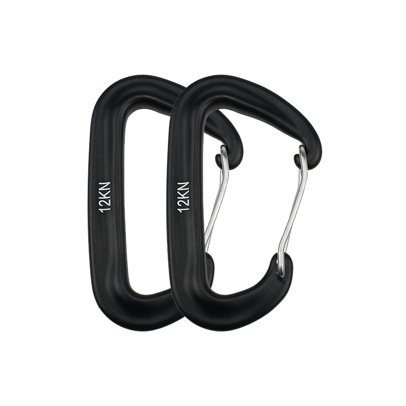 12KN Kleiner Kletterkarabiner D-Form Bergsteigen Schnalle Haken Sicherheitsschloss Outdoor Camping Wandern Schlüsselanhänger